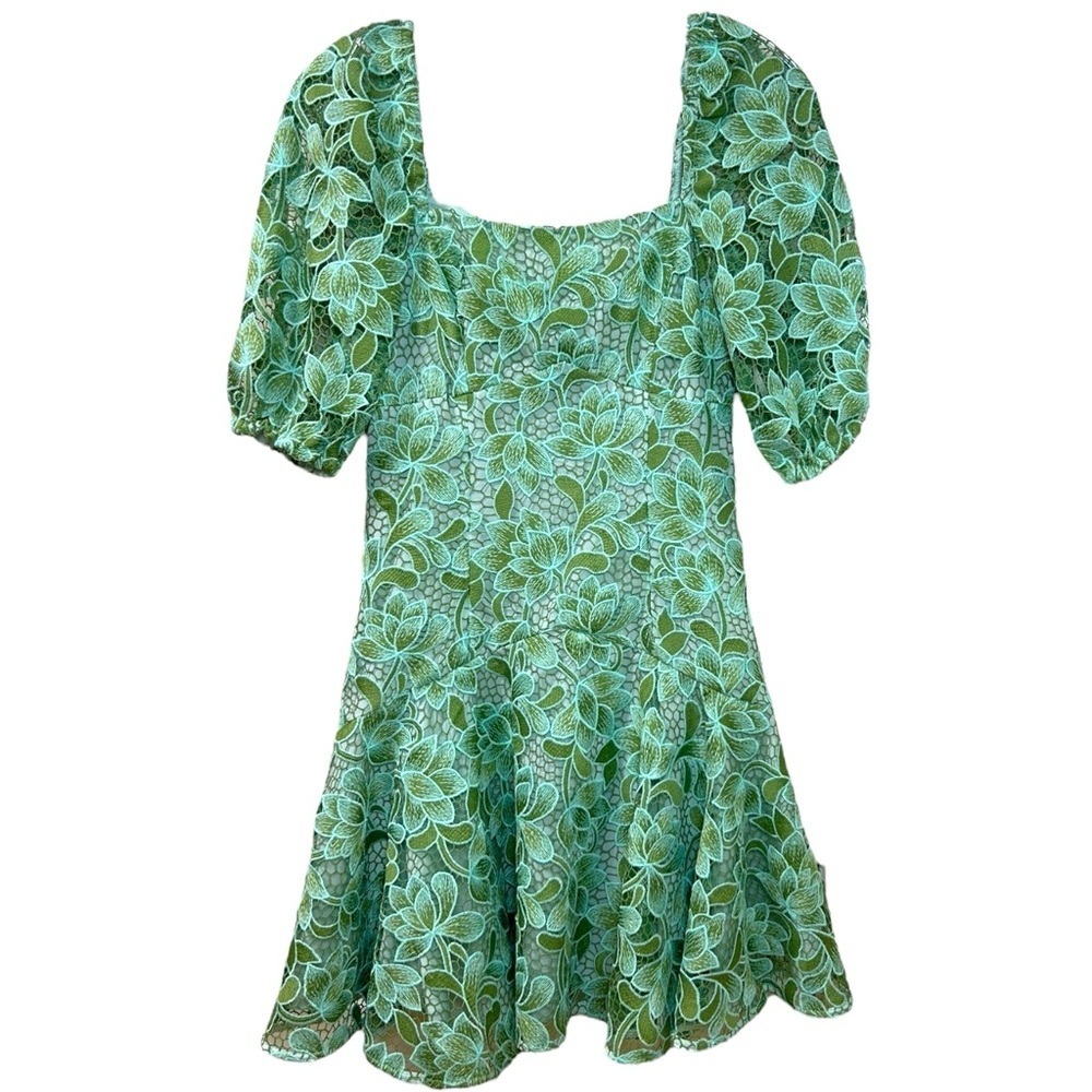 Shoshanna - Women’s ‘Layne’ Lace Puff-Sleeve Minidress - Light Green, Size 0 - Picture 3 of 15